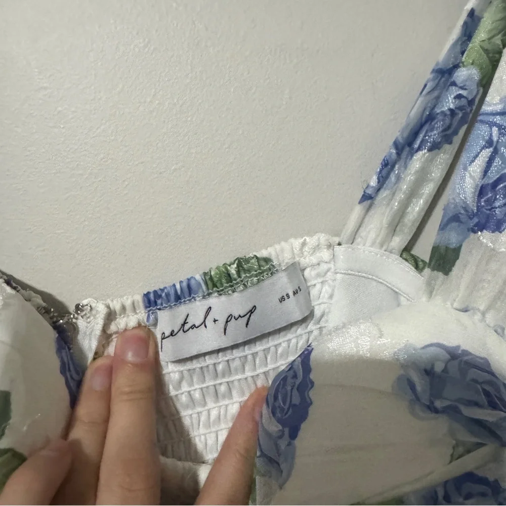 PETAL & PUP FLORET MIDI DRESS - BLUE Size Small - Picture 3 of 8